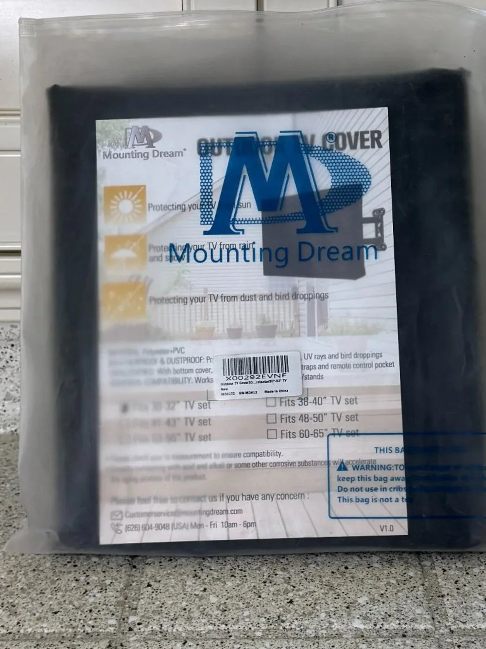NEW Black Mounting Dream TV Cover Weatherproof Fits 30-32